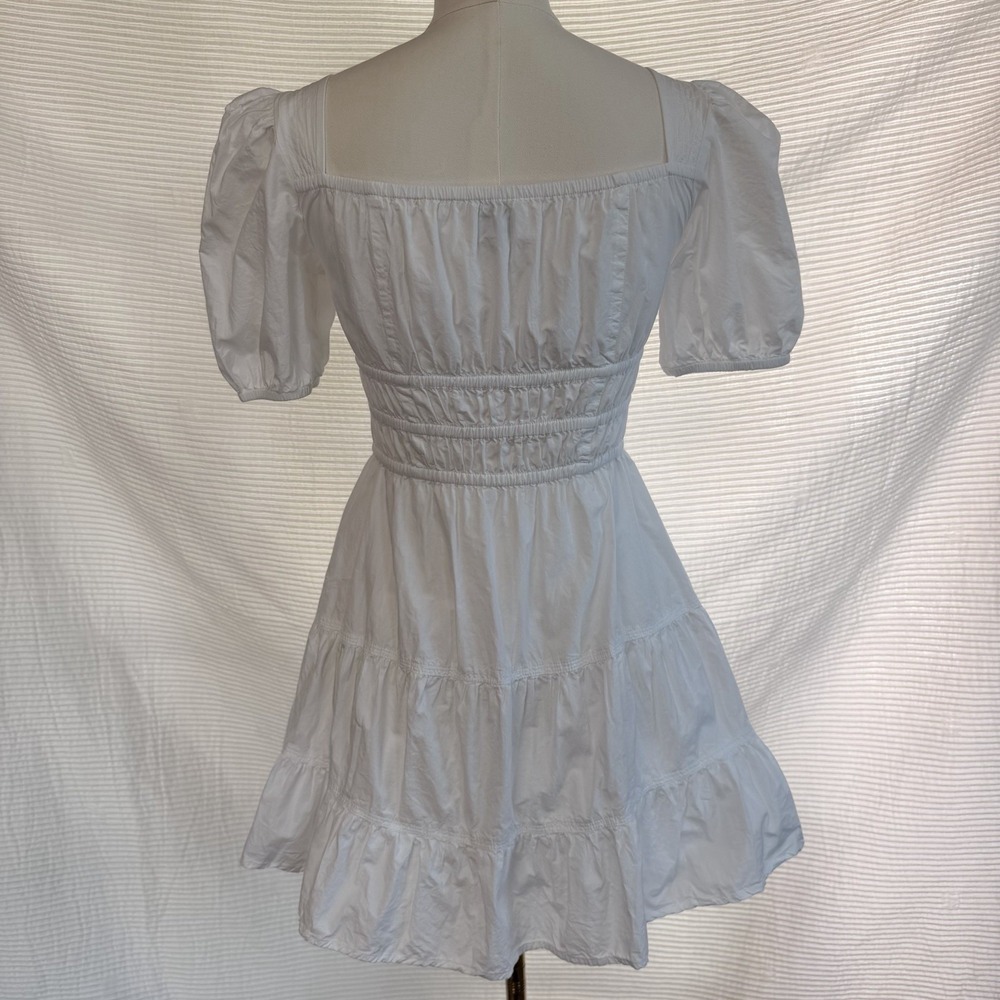 Sunday Best Aritzia Smocked Mini Dress XS White Wedding Coquette Preppy Girly - Picture 9 of 9